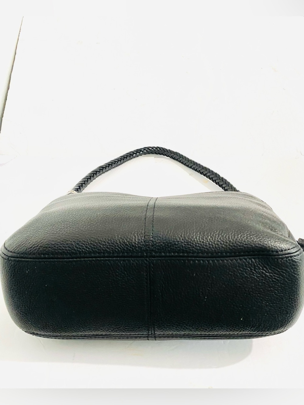 Brighton Barbados Black Leather Hobo Shoulder Bag Braided Strap Like New - Picture 8 of 16